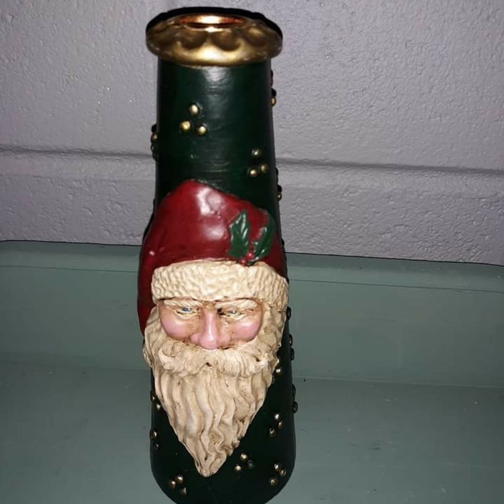 Beautiful handpainted santa candle holder